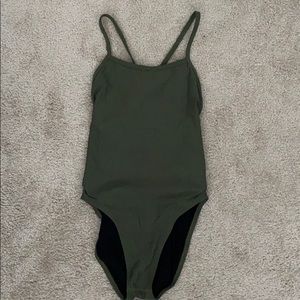 JOLYN Olive Green Racer Suit